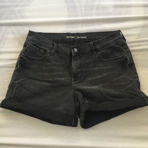 Faded Black Denim Boyfriend Shorts